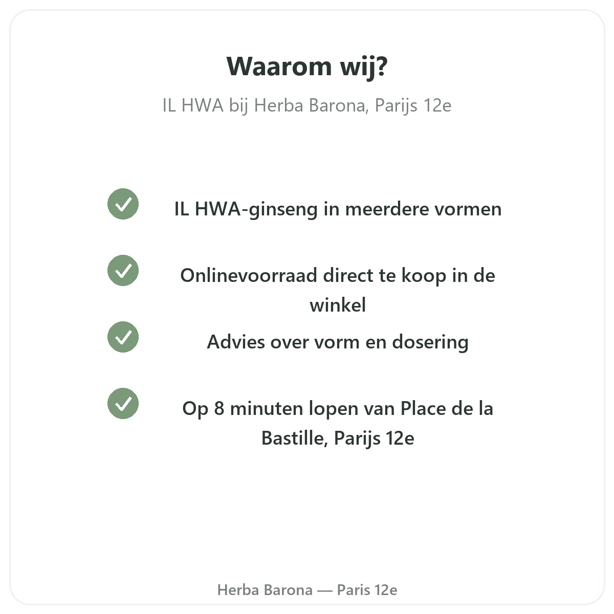 Pourquoi acheter IL HWA a Paris chez Herba Barona Paris 12e