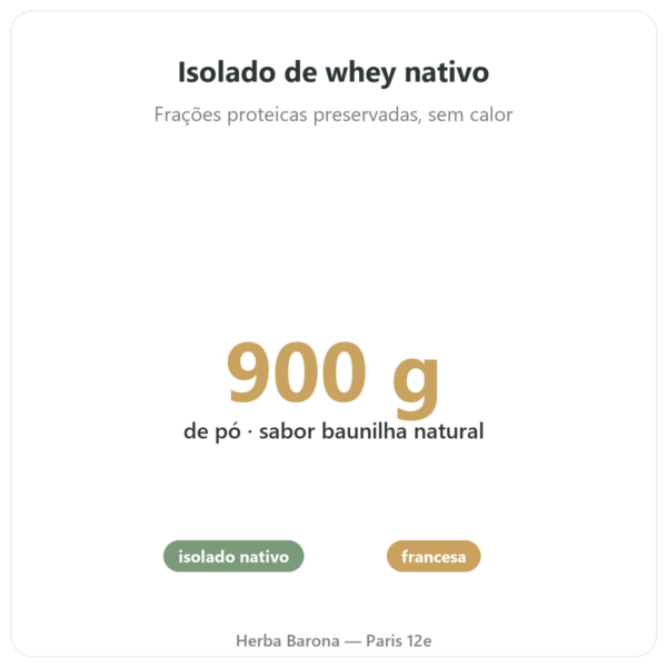 Isolado de Whey Nativa Baunilha 900g Novoma benefícios e dados principais Paris Herba Barona