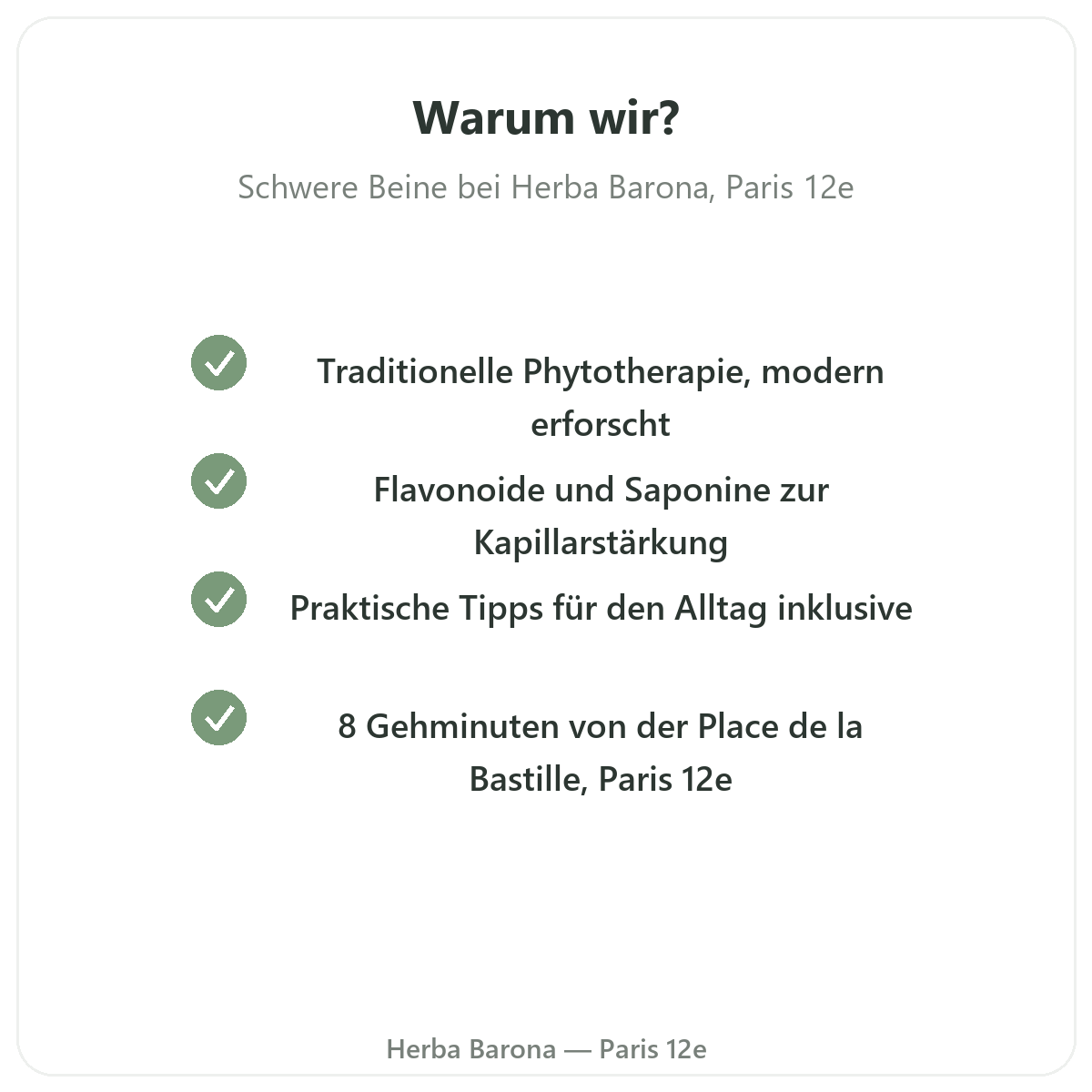 Warum Präparate gegen schwere Beine in Paris bei Herba Barona kaufen Paris 12e