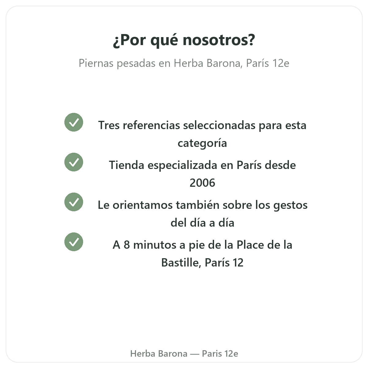 Por qué comprar complementos piernas pesadas en París en Herba Barona París 12e
