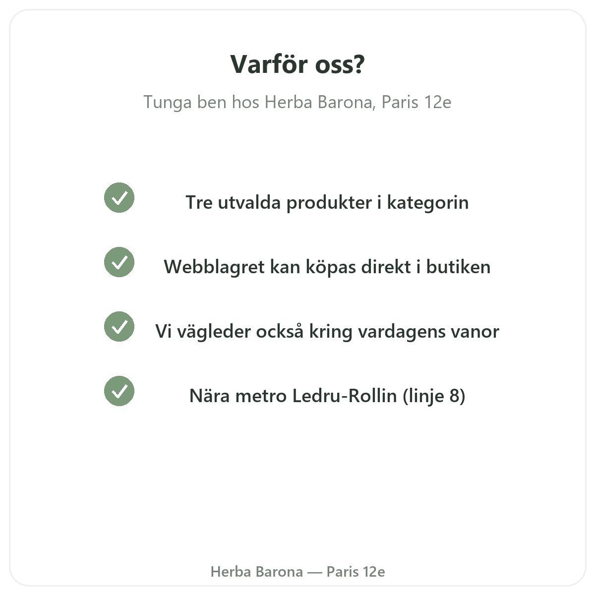 Varför köpa tillskott mot tunga ben i Paris hos Herba Barona Paris 12e