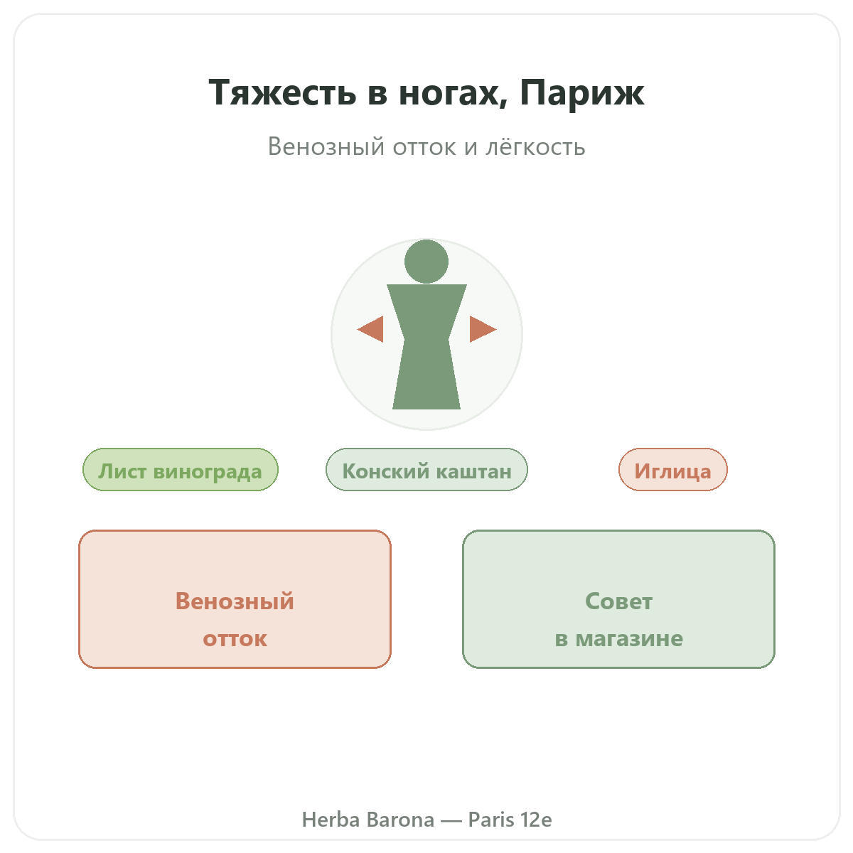 Добавки при тяжёлых ногах в Париже — в Herba Barona Париж, 12-й округ
