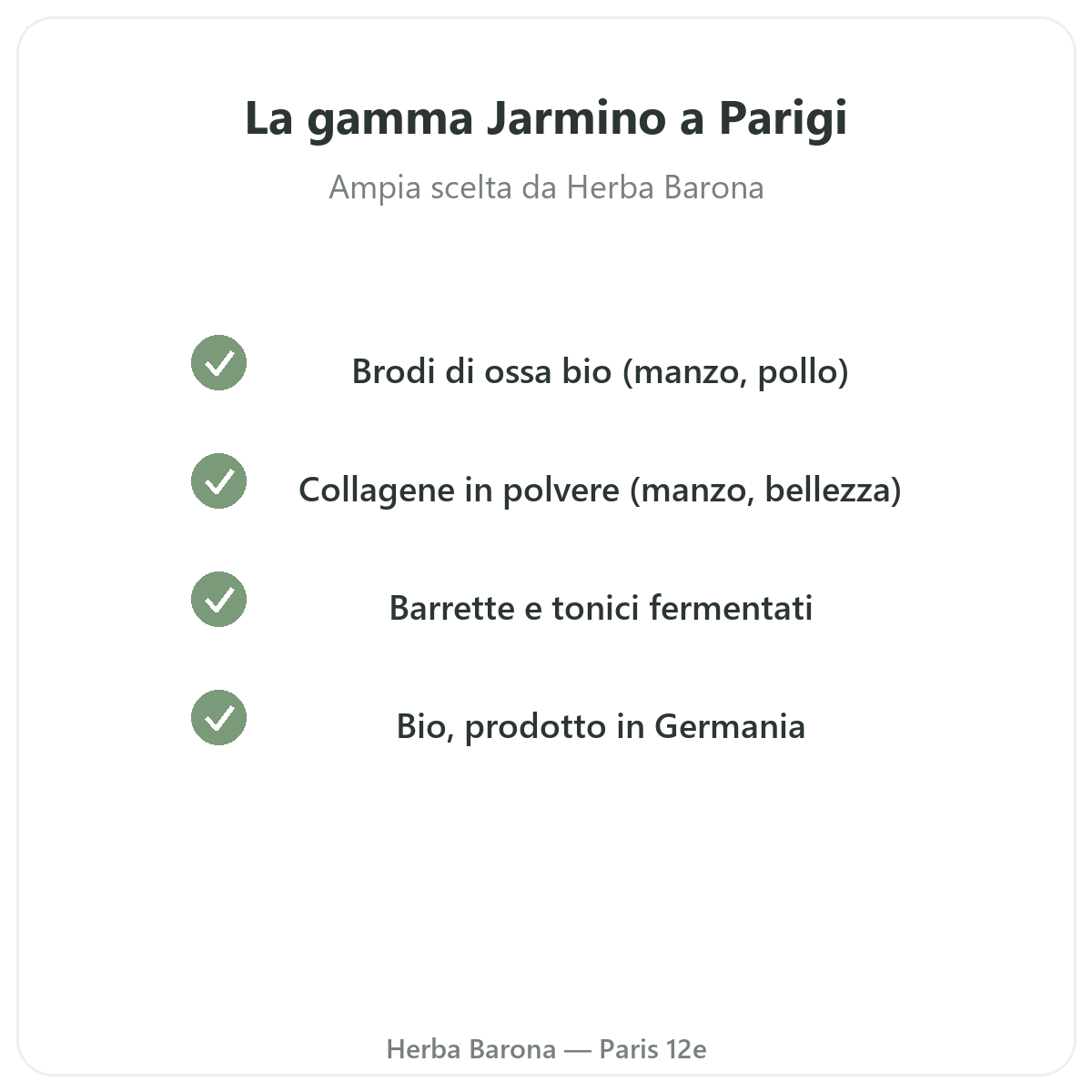 La gamma Jarmino a Parigi da Herba Barona Parigi 12e