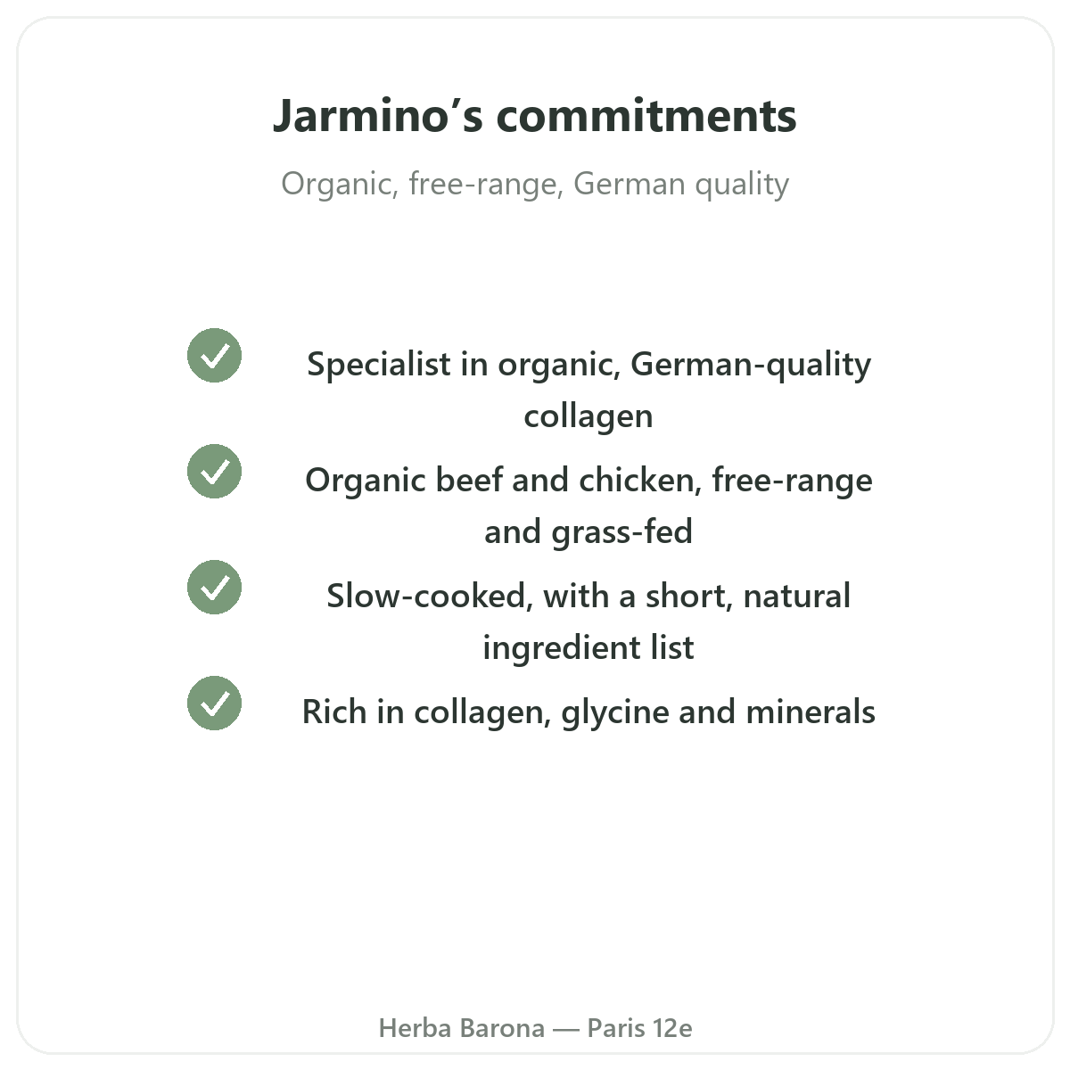 Jarmino in Paris - quality commitments and patented raw materials at Herba Barona