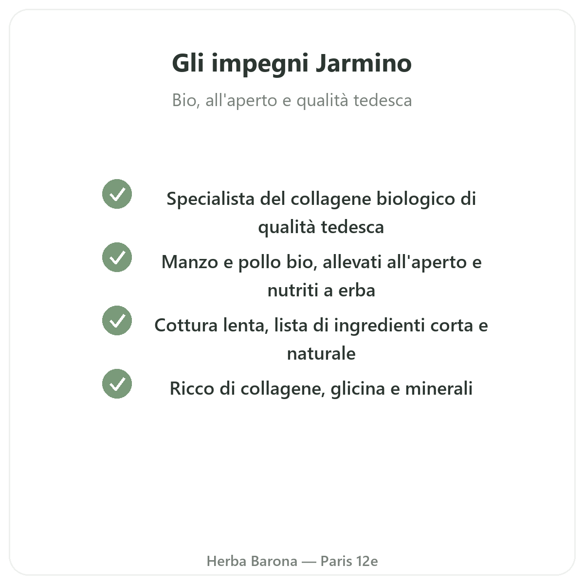 Jarmino Parigi - impegni di qualità e materie prime brevettate da Herba Barona