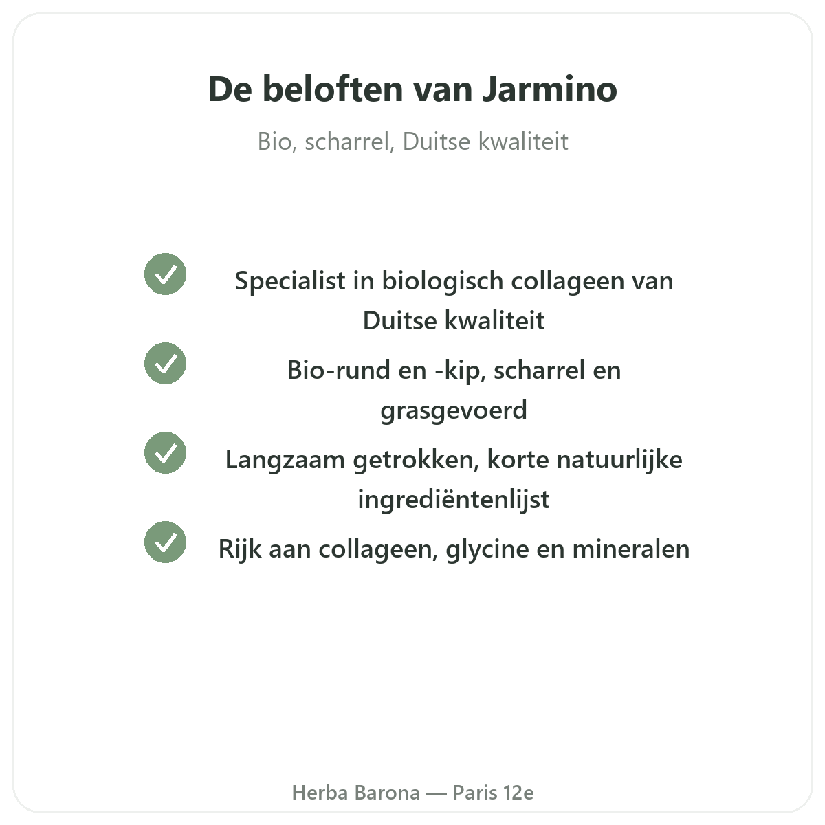 Jarmino Parijs - kwaliteitsverbintenissen en gepatenteerde grondstoffen bij Herba Barona