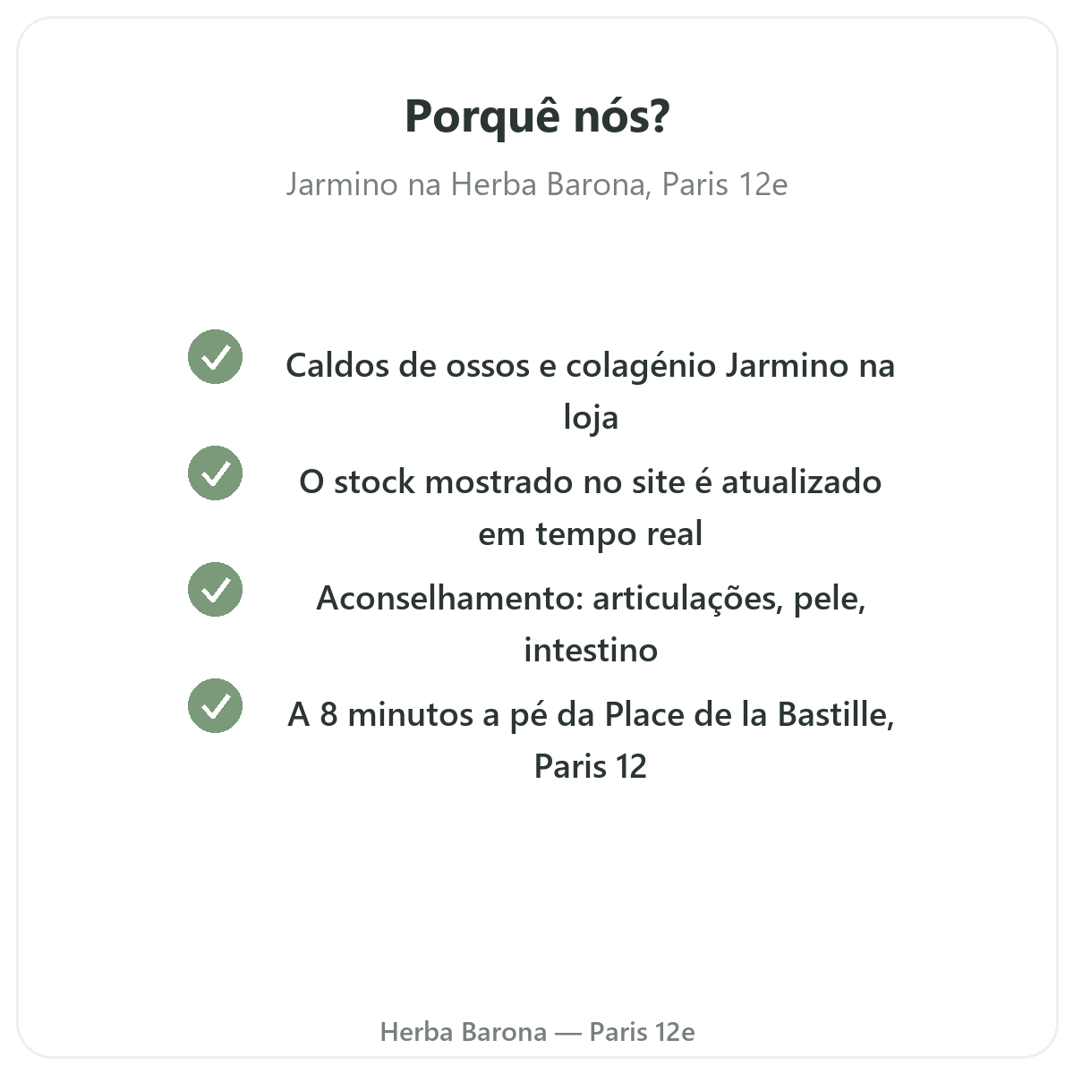 Porquê comprar Jarmino em Paris na Herba Barona Paris 12e