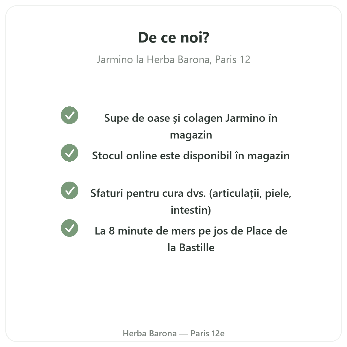 De ce să cumpărați Jarmino la Paris de la Herba Barona Paris, arondismentul 12