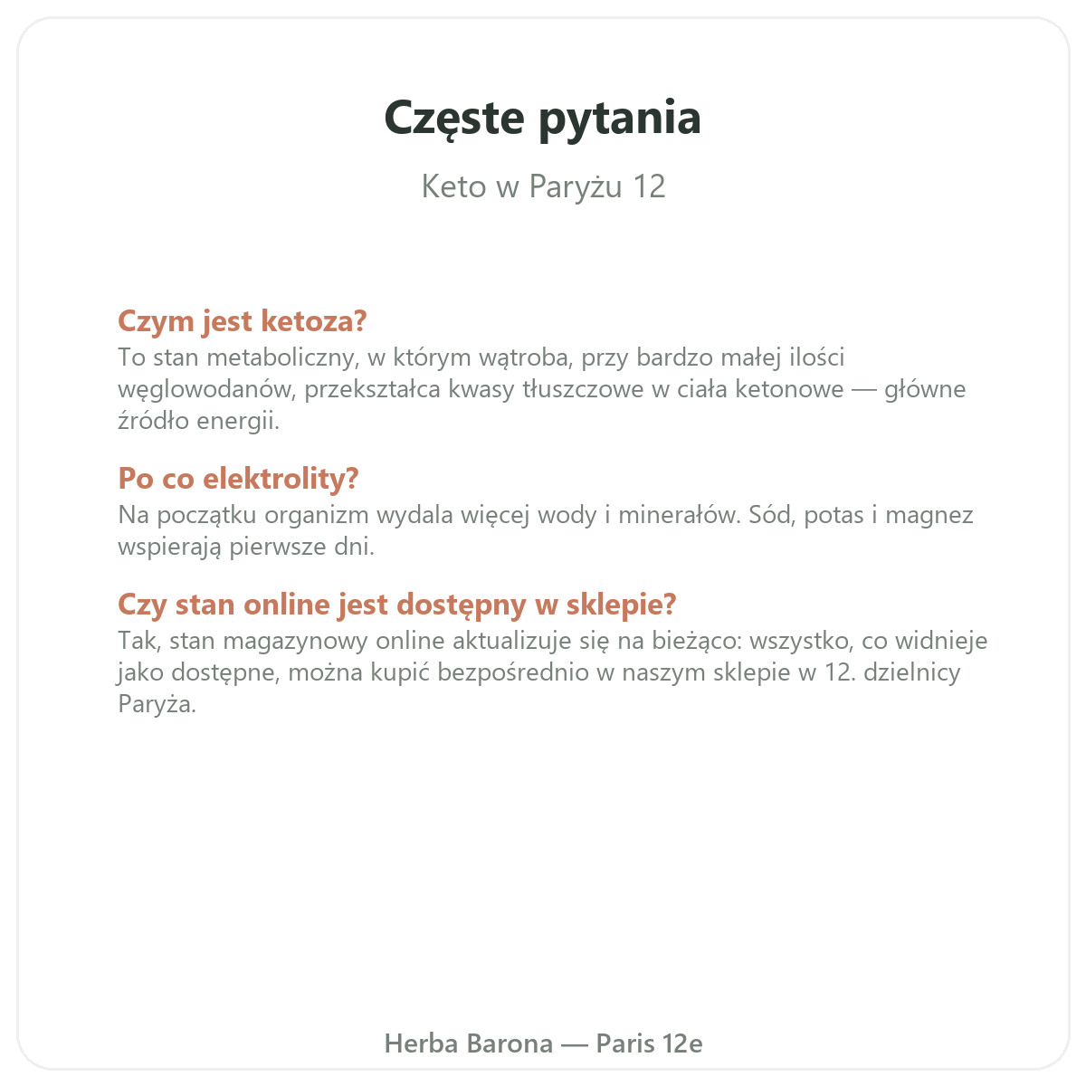 Najczęściej zadawane pytania o produkty keto – Paryż i wysyłka do Polski