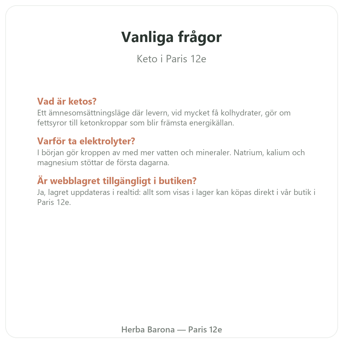 Vanliga frågor om keto- och ketogena produkter i Paris - Herba Barona Paris 12e