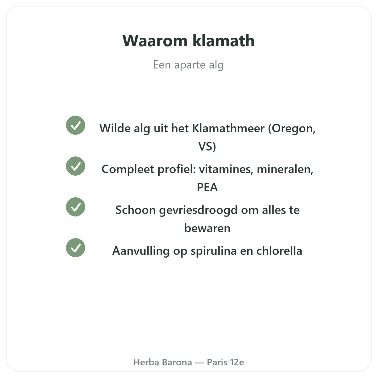 Klamath Paris Paris - engagements qualite chez Herba Barona Paris 12e