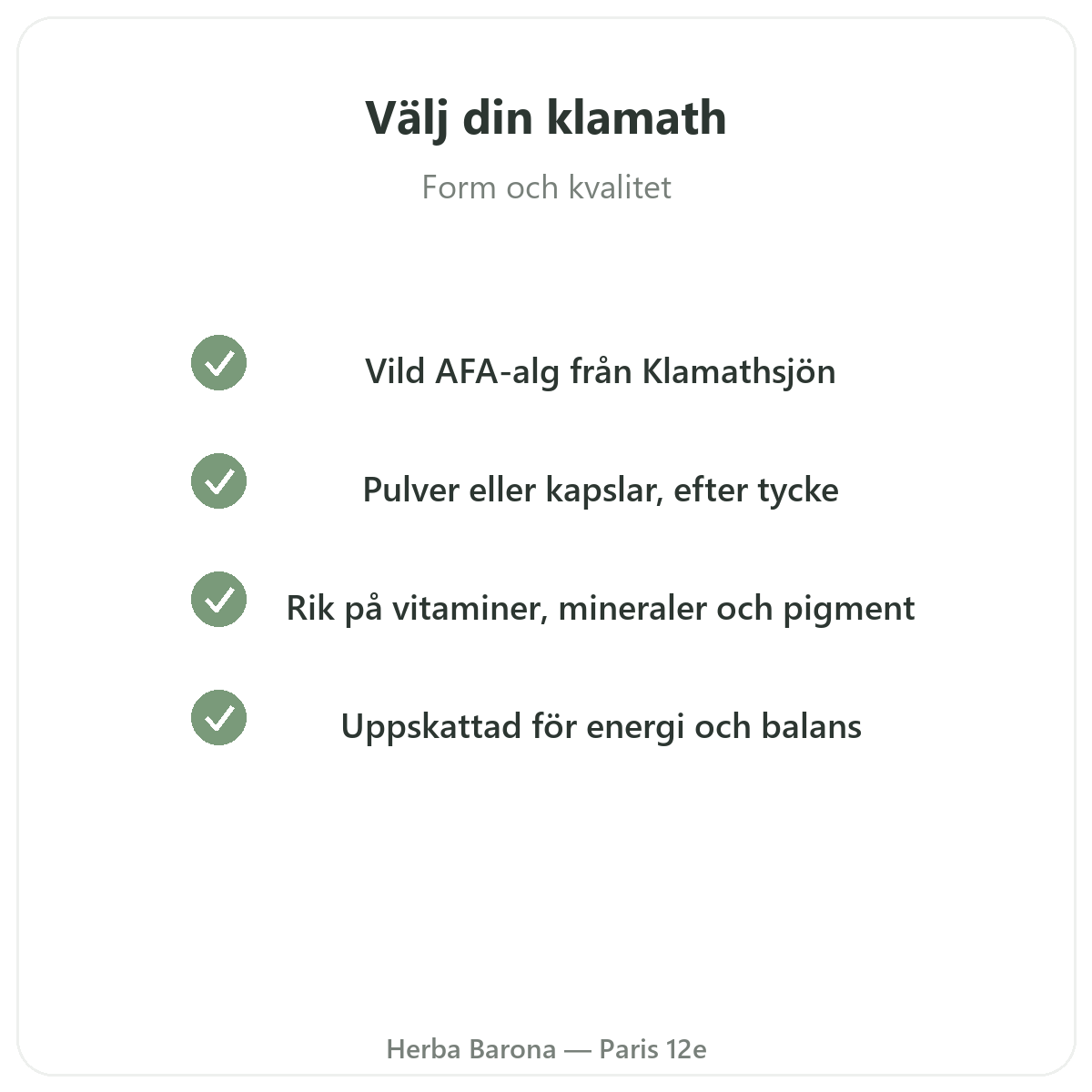 Klamath i Paris - kvalitetslöften hos Herba Barona Paris 12e