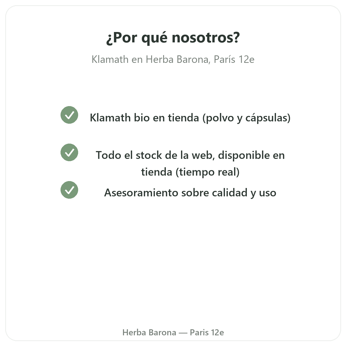 Por qué comprar Alga Klamath en París en Herba Barona París 12e