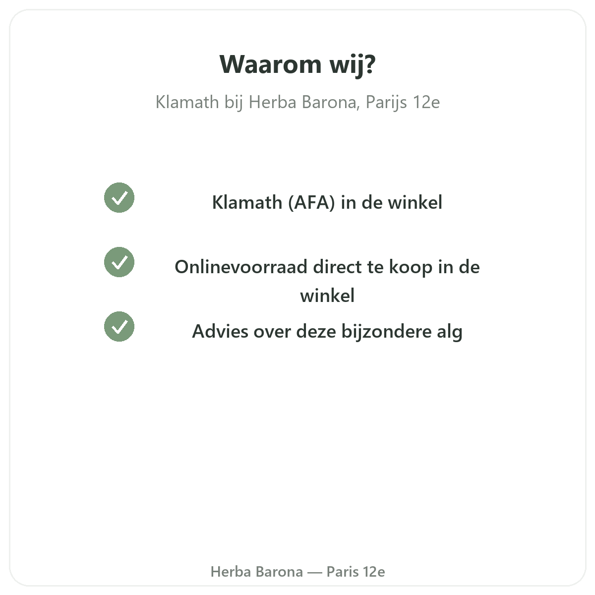 Pourquoi acheter Klamath Paris a Paris chez Herba Barona Paris 12e