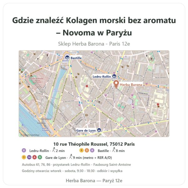 Gdzie znaleźć Kolagen morski bez aromatu – Novoma w Paryżu - mapa sklepu Herba Barona Paris 12e