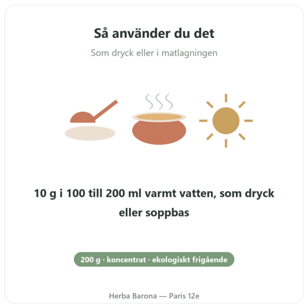 Koncentrat kycklingbensbuljong (200g) – Jarmino användning och dosering Paris Herba Barona