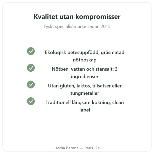 Koncentrerad buljong av ekologiskt nötben 440 g – Jarmino kvalitet Paris Herba Barona