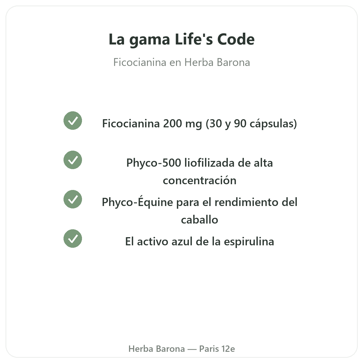 La gama Life's Code en París en Herba Barona París 12e
