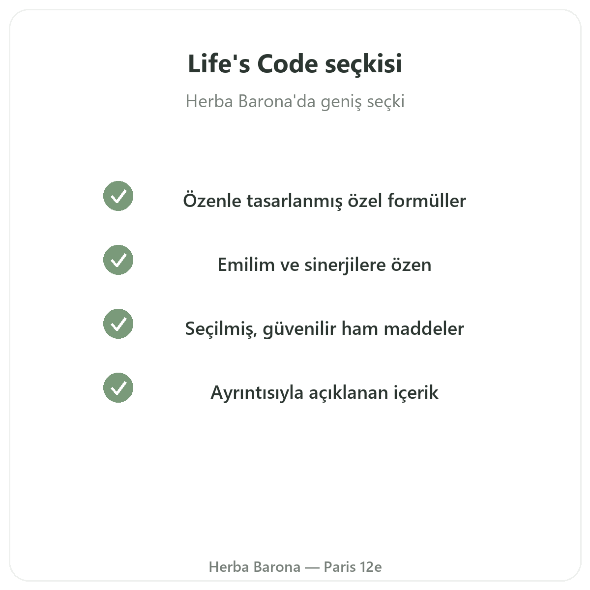 Paris’te Herba Barona Paris 12. bölgede Life’s Code ürün yelpazesi