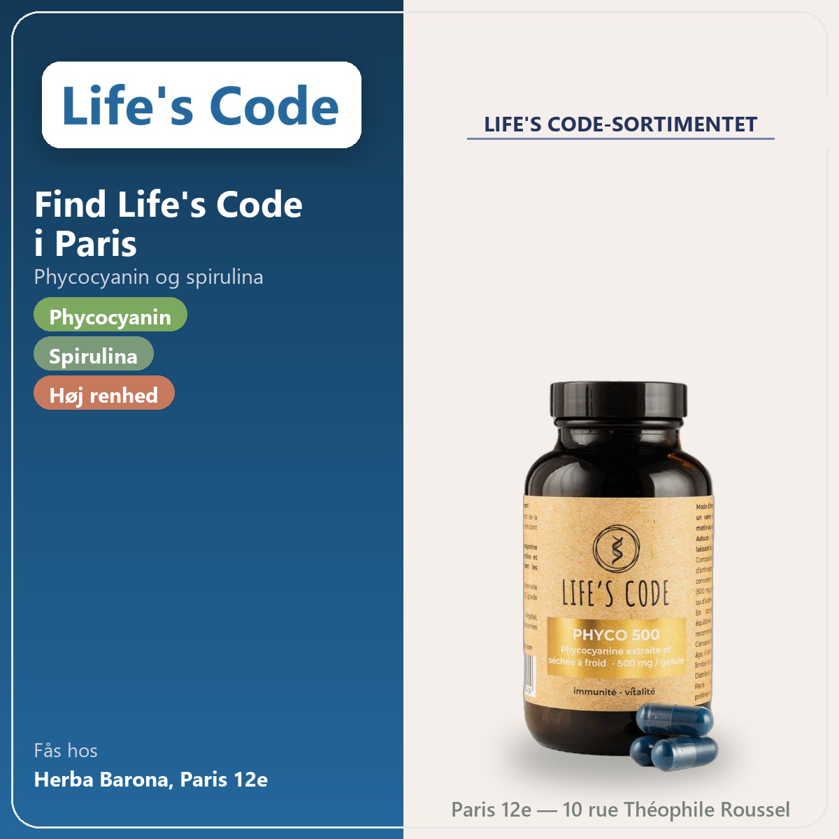 Find Life's Code i Paris hos Herba Barona Paris 12