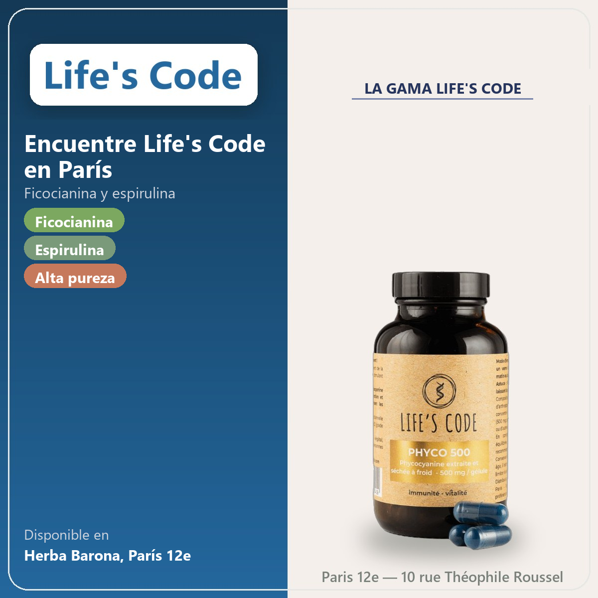 Encuentre Life's Code en París en Herba Barona París 12e