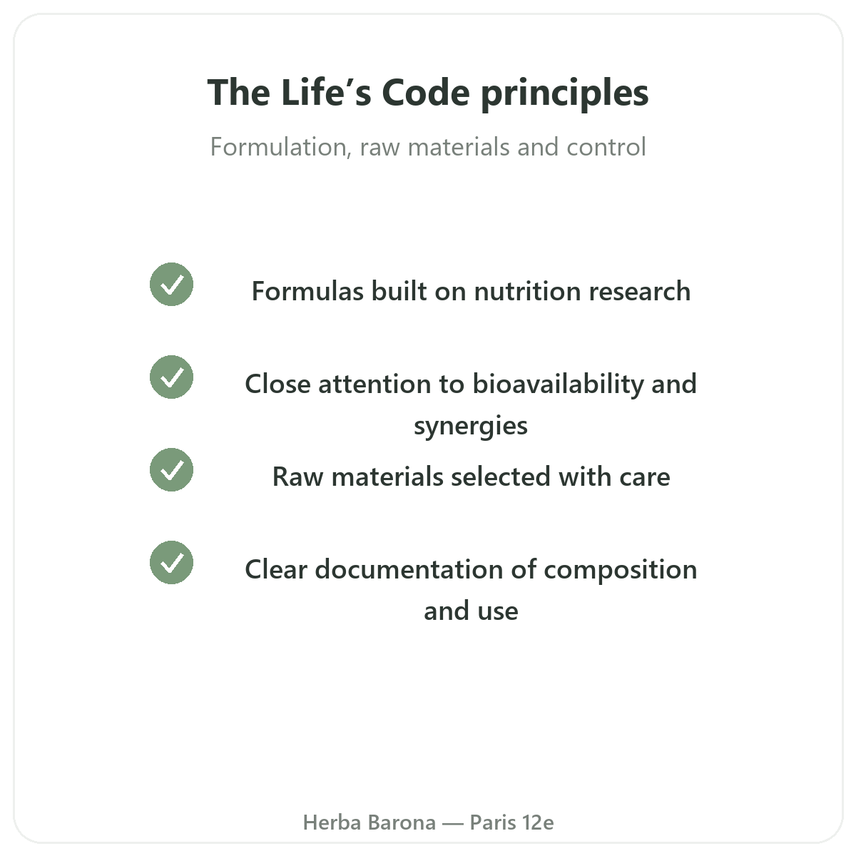 Life's Code - commitments and quality at Herba Barona Paris 12th