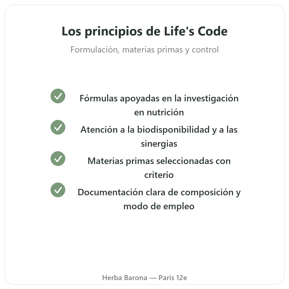 Life's Code - compromisos y calidad en Herba Barona París 12e