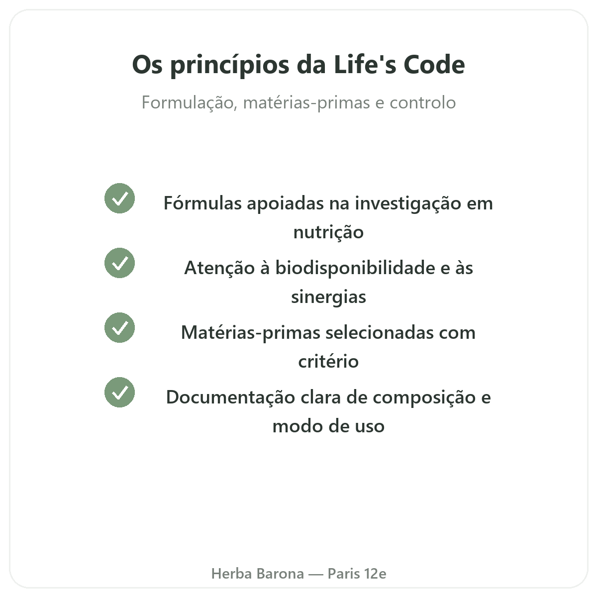 Life's Code - compromissos e qualidade na Herba Barona Paris 12e