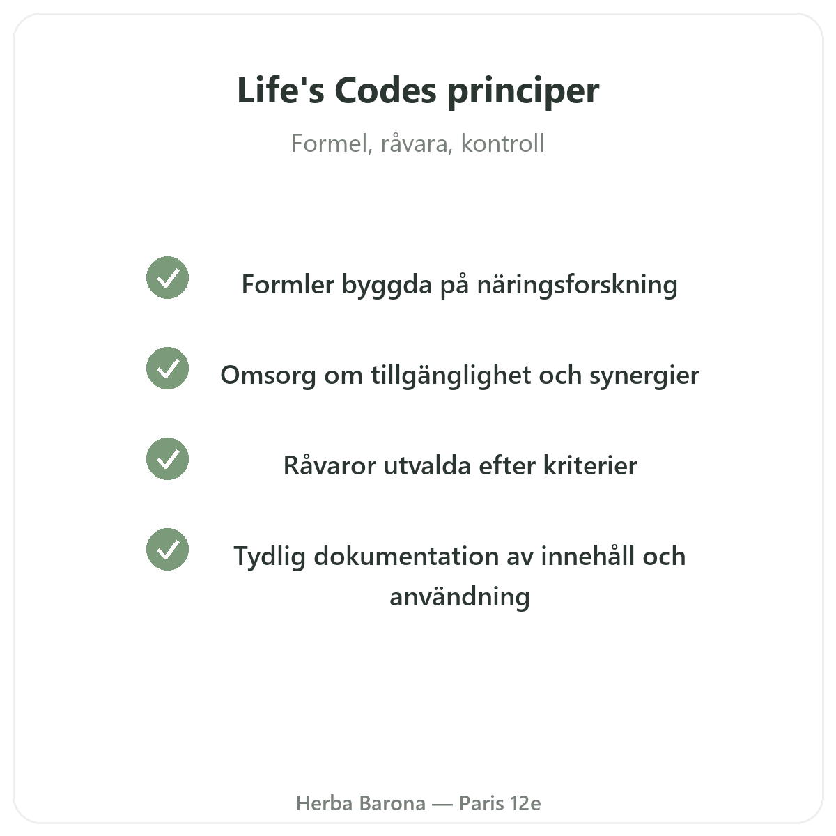 Life's Code - löften och kvalitet hos Herba Barona Paris 12e