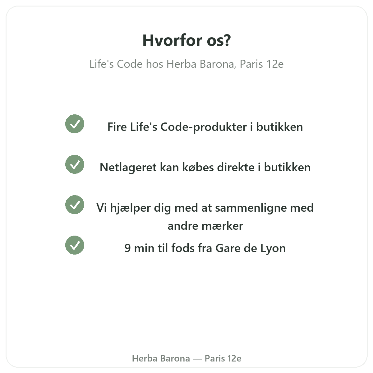 Hvorfor købe Life's Code i Paris hos Herba Barona Paris 12