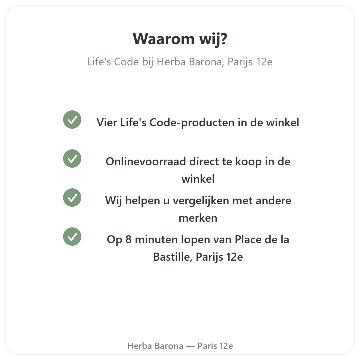 Waarom Life's Code kopen in Parijs bij Herba Barona Parijs 12e