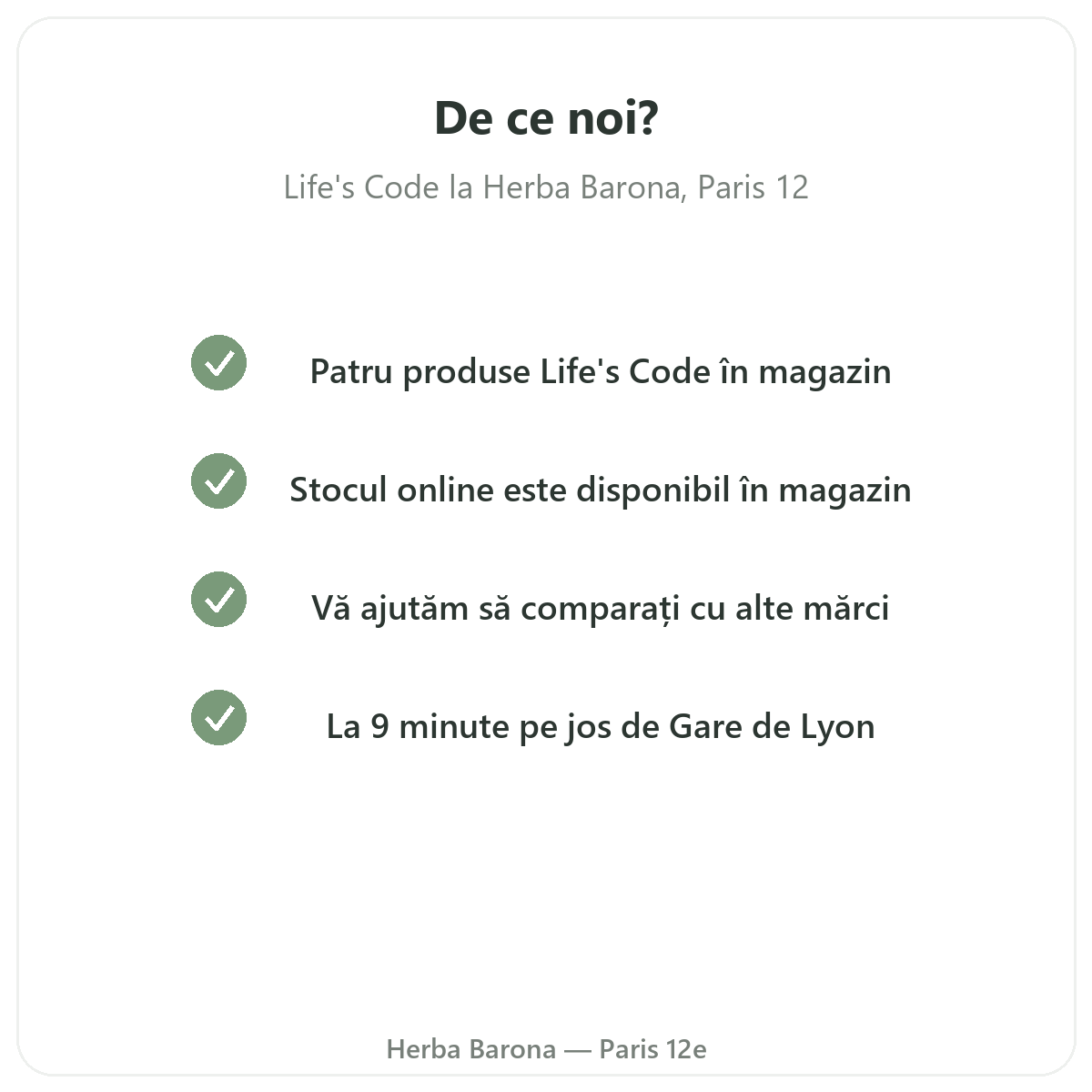 De ce să cumpărați Life’s Code la Paris de la Herba Barona Paris, arondismentul 12