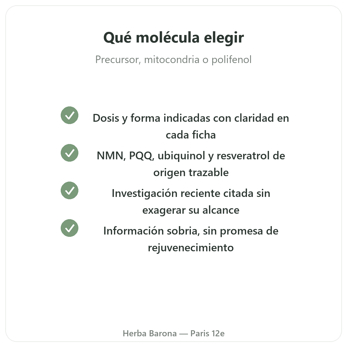 Complementos longevidad y antiedad - activos clave a elegir en Herba Barona Paris 12e