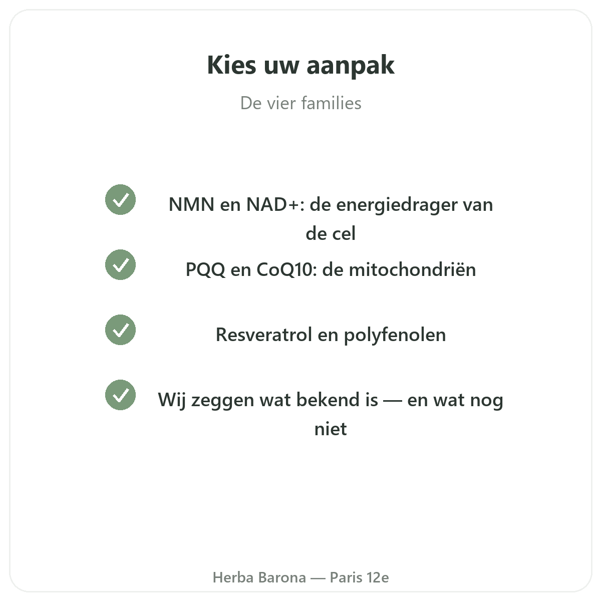 Longevity en anti-aging supplementen - belangrijkste actieve stoffen bij Herba Barona Parijs 12e