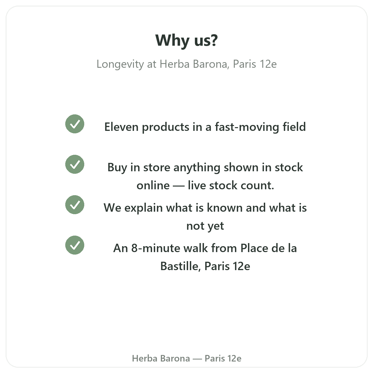 Why buy longevity and anti-ageing supplements in Paris at Herba Barona Paris 12th