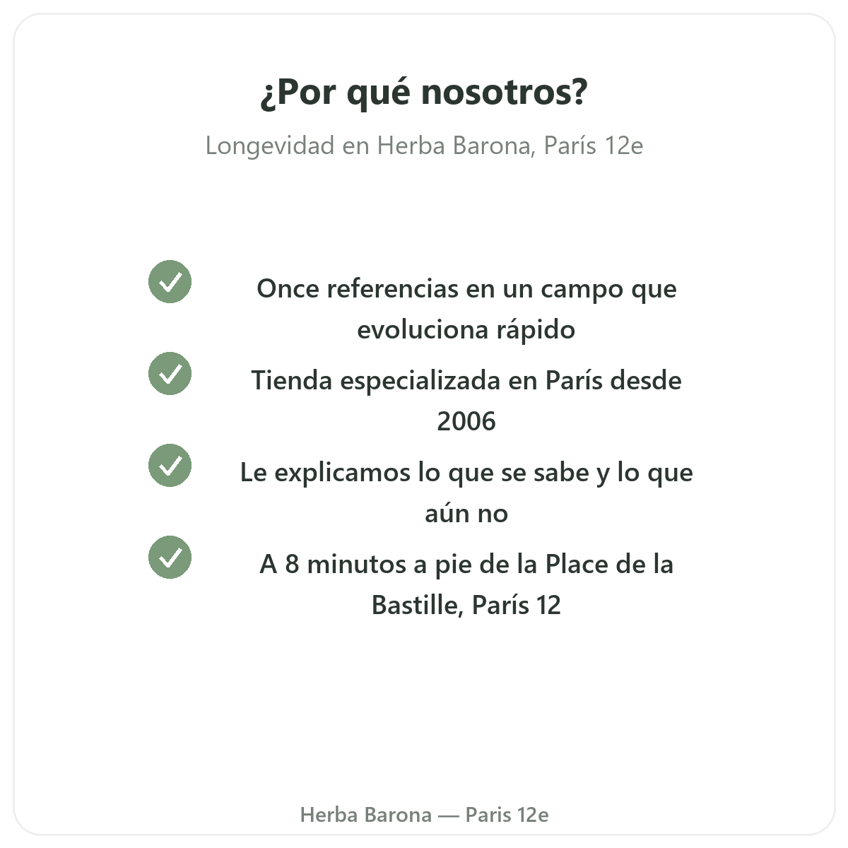 Por que comprar Complementos longevidad y antiedad en Paris en Herba Barona Paris 12e