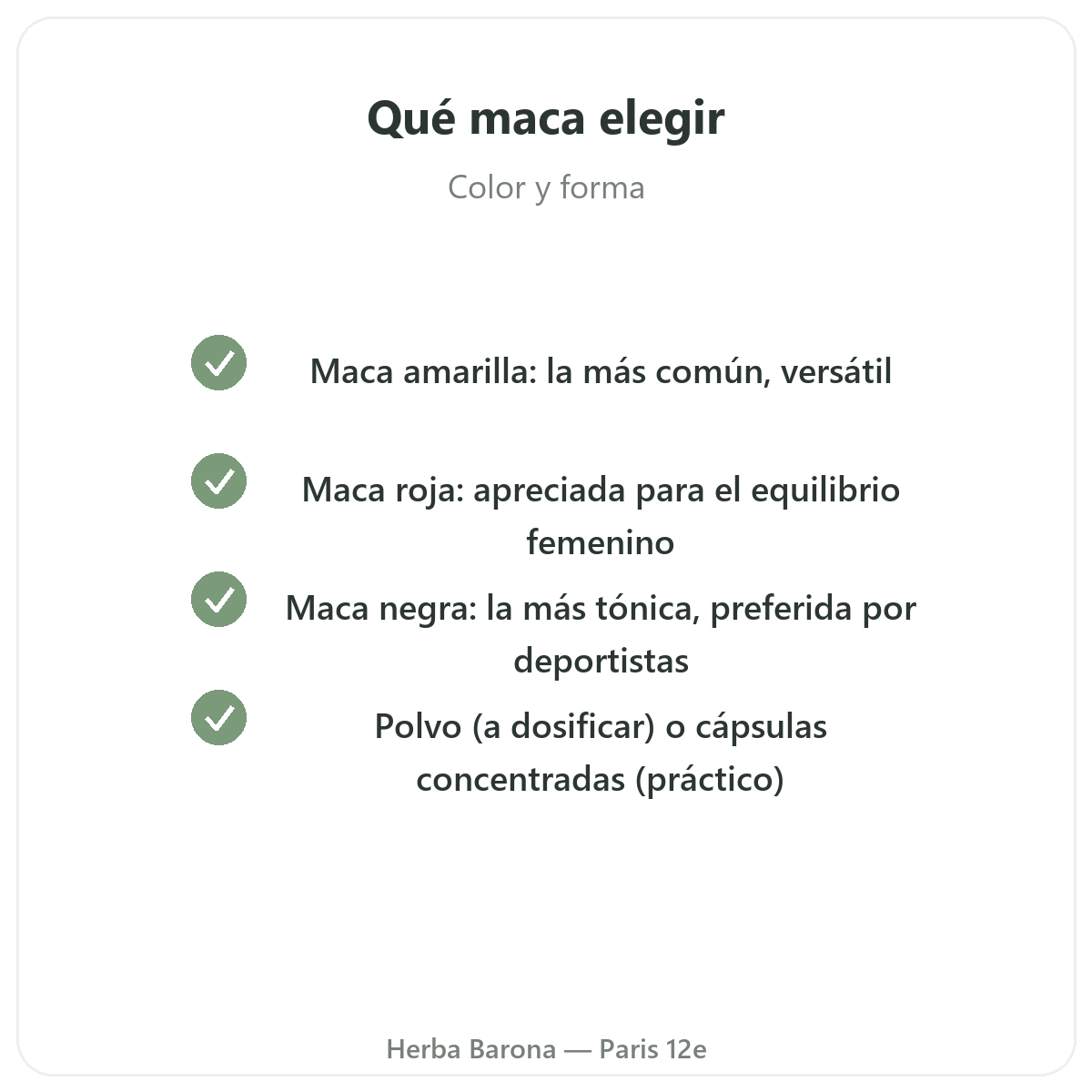 Maca bio de Perú París París - compromisos de calidad en Herba Barona París 12e