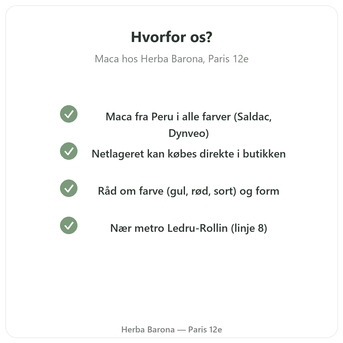 Hvorfor købe økologisk maca fra Peru i Paris hos Herba Barona Paris 12