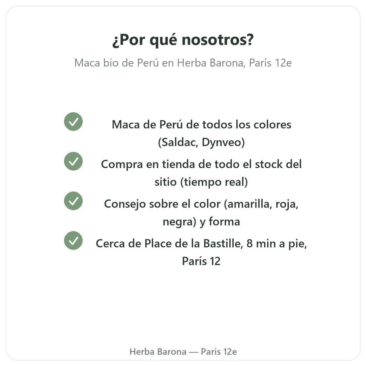 Por qué comprar Maca bio de Perú París en París en Herba Barona París 12e