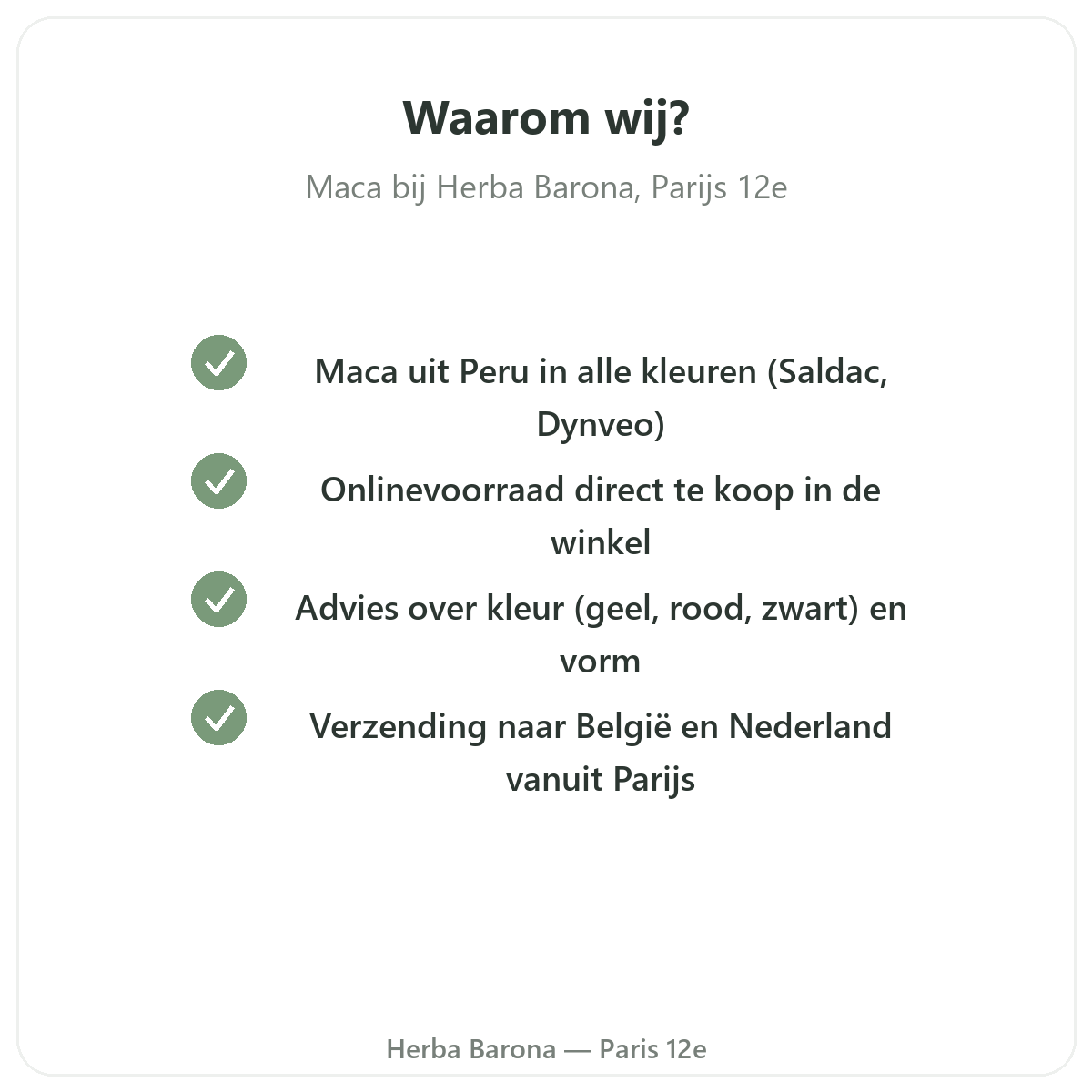 Waarom biologische maca Peru kopen bij Herba Barona in Parijs 12e