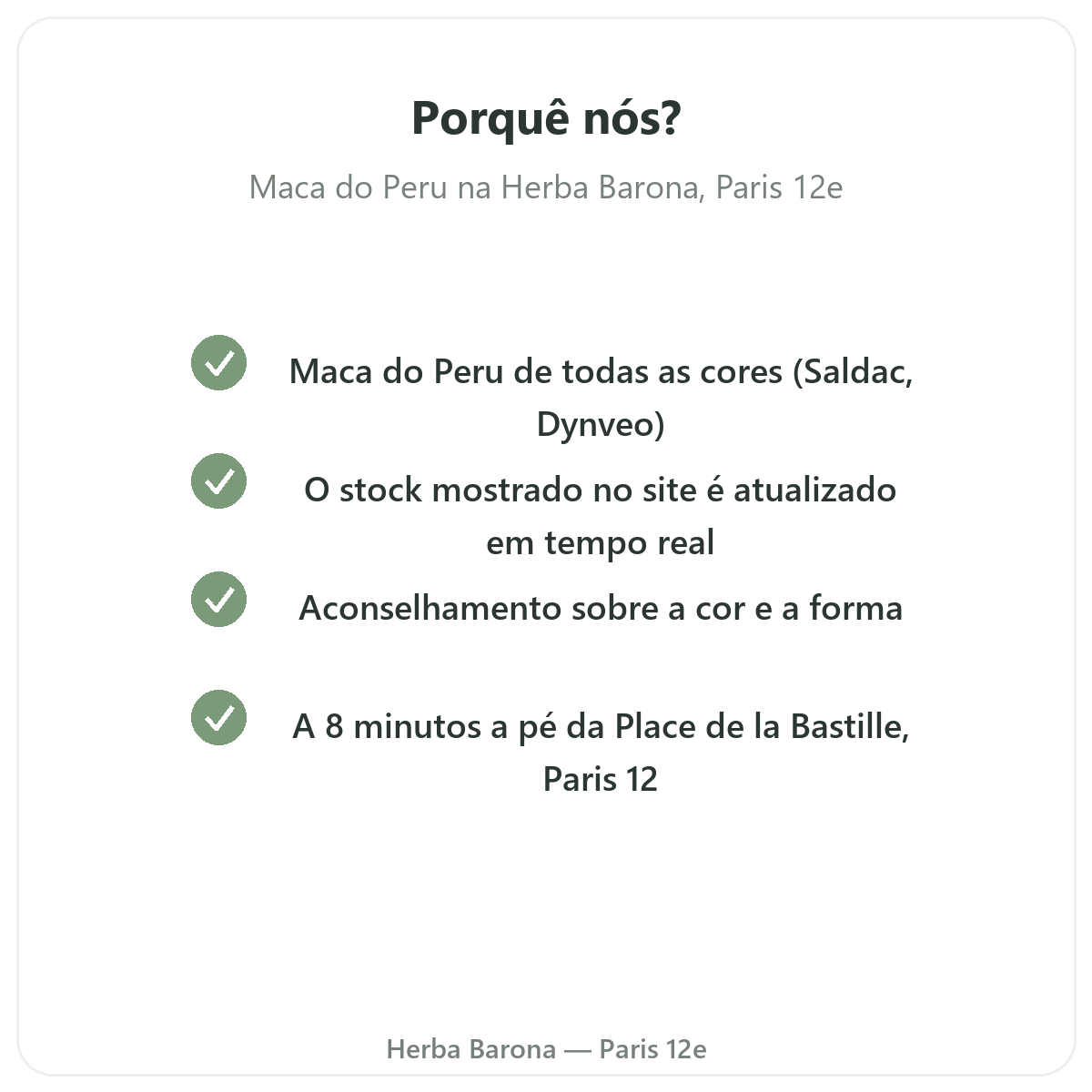 Porquê comprar Maca bio do Peru Paris em Paris na Herba Barona Paris 12e