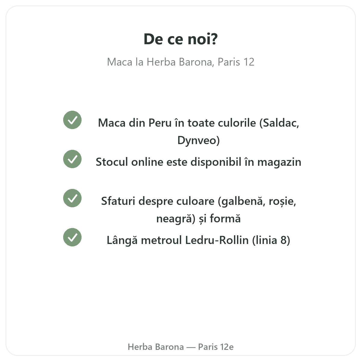 Pourquoi acheter Maca bio Perou Paris a Paris chez Herba Barona Paris 12e
