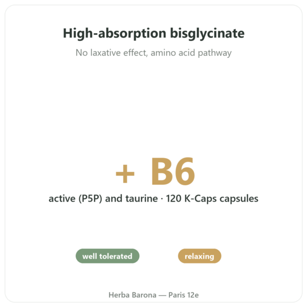 Magnesium Bisglycinate – Novoma – 120 capsules benefits and key facts Paris Herba Barona