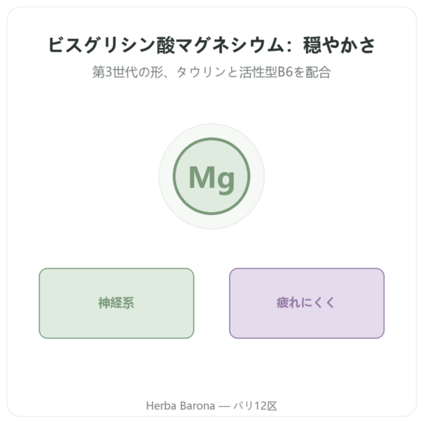 マグネシウム ビスグリシネート – Novoma – 120カプセル presentation Paris Herba Barona