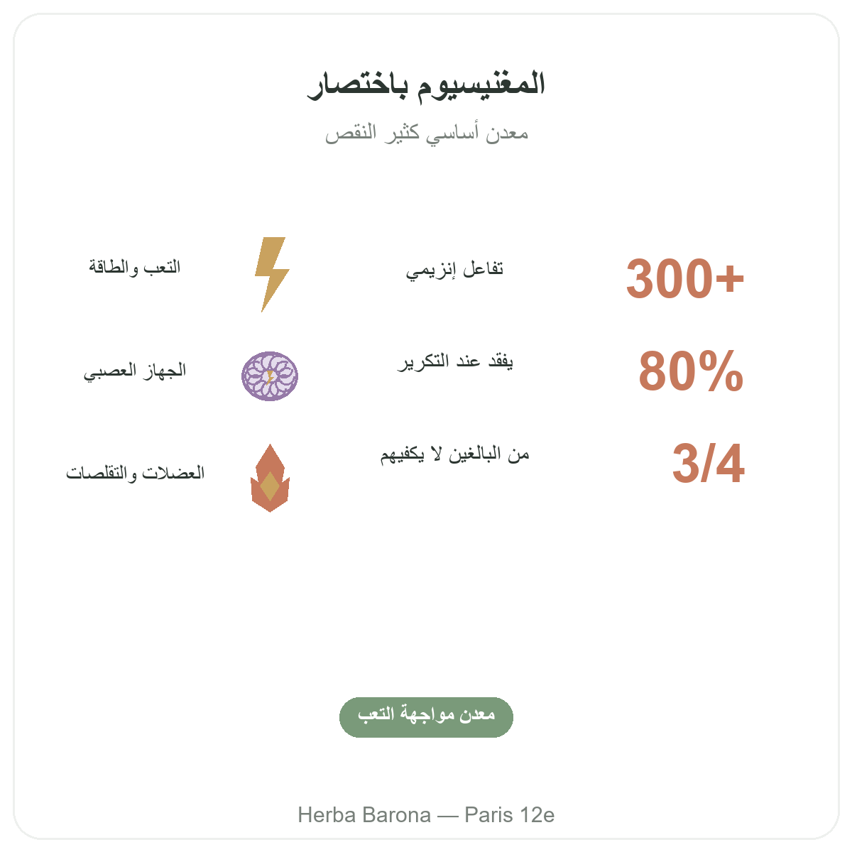 المغنيسيوم في باريس باختصار - أرقام أساسية لدى Herba Barona باريس 12