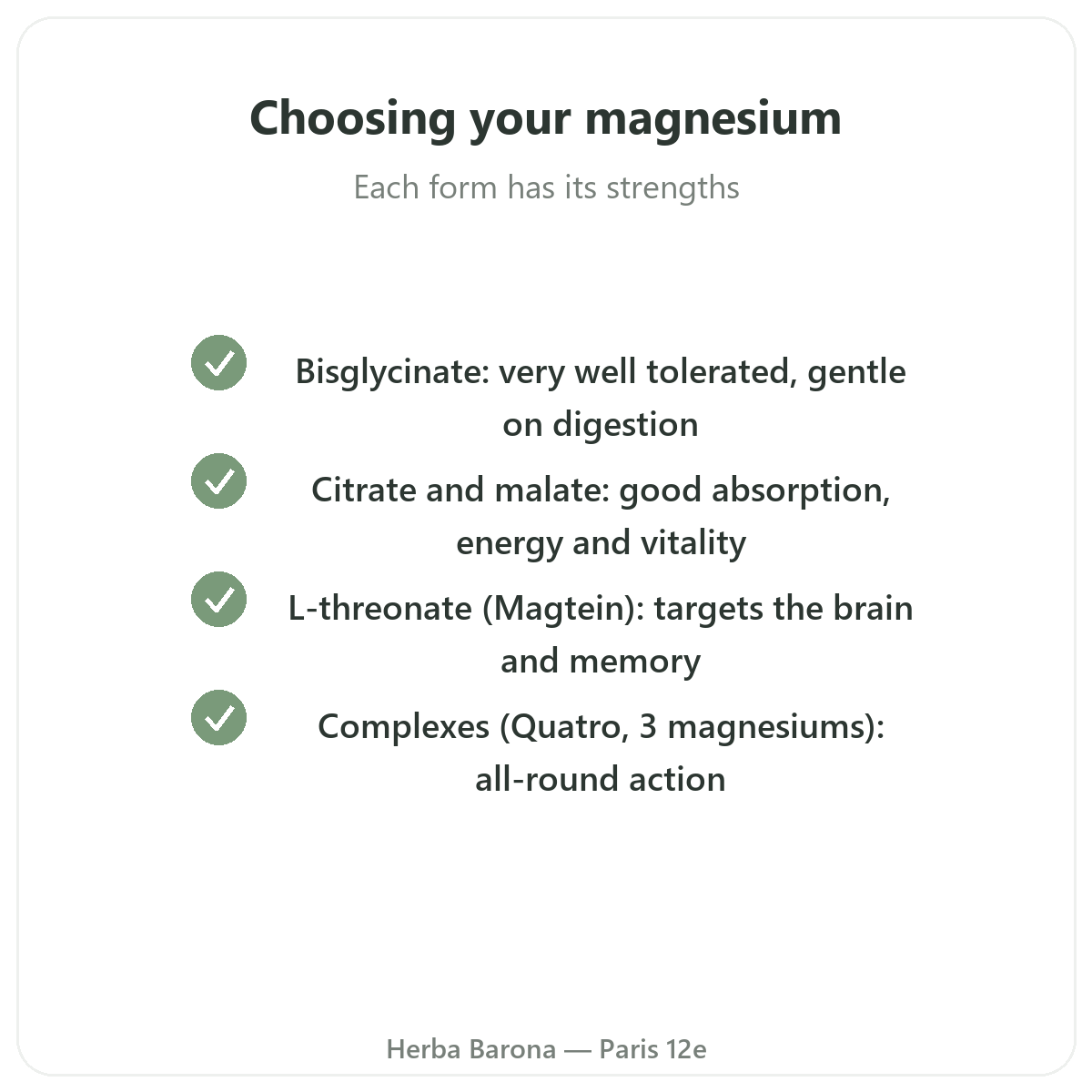 Magnesium in Paris - quality commitments at Herba Barona Paris 12th