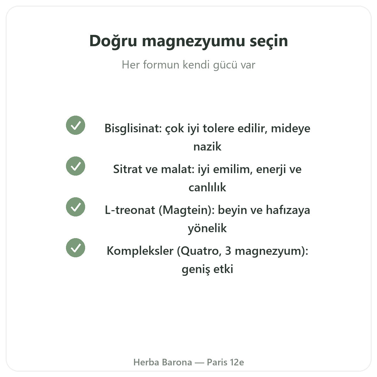 Magnezyum Paris - Herba Barona Paris 12. bölge kalite taahhütleri