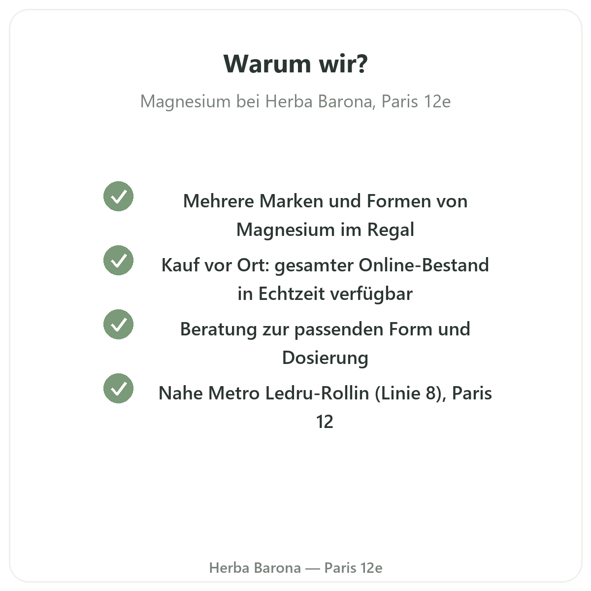 Warum Magnesium in Paris bei Herba Barona kaufen Paris 12e