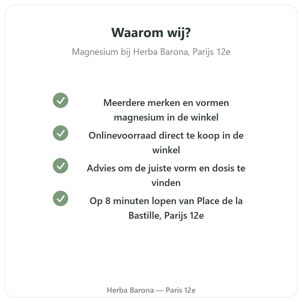 Waarom magnesium kopen in Parijs bij Herba Barona Parijs 12e