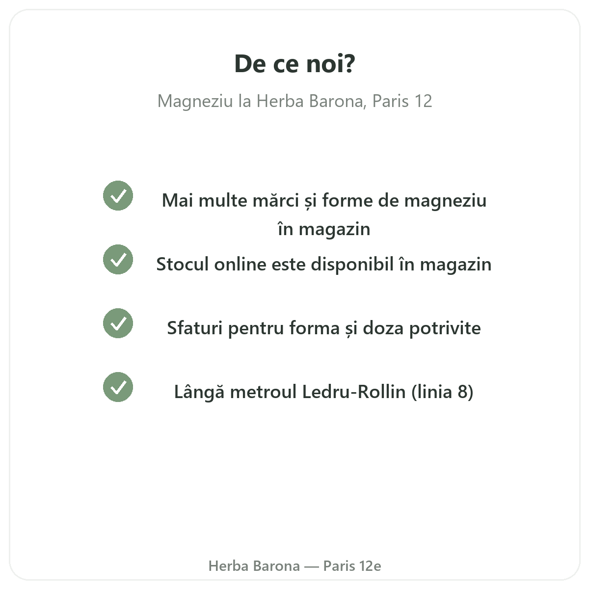 Pourquoi acheter Magnesium Paris a Paris chez Herba Barona Paris 12e